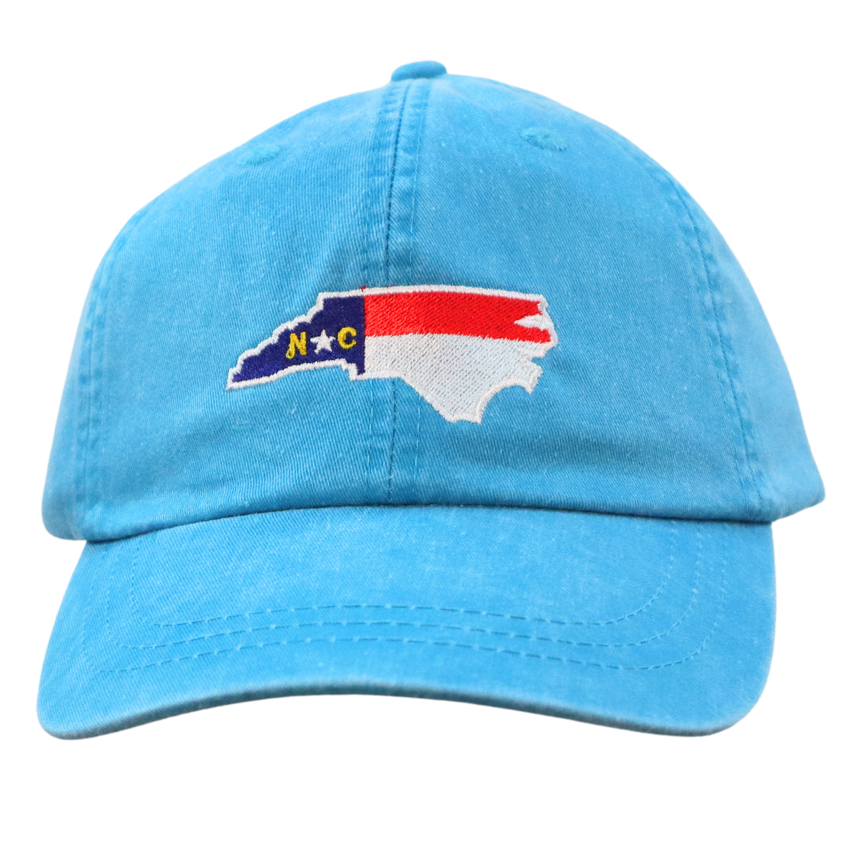 Embroidered Hat * NC Flag Design * Caribbean Blue