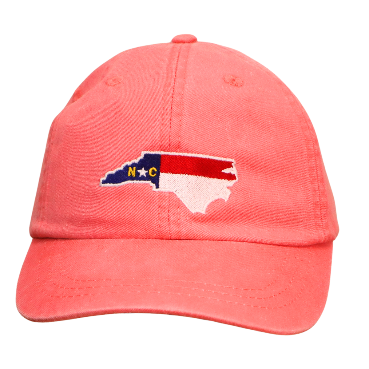 Embroidered Hat * NC Flag Design * Coral