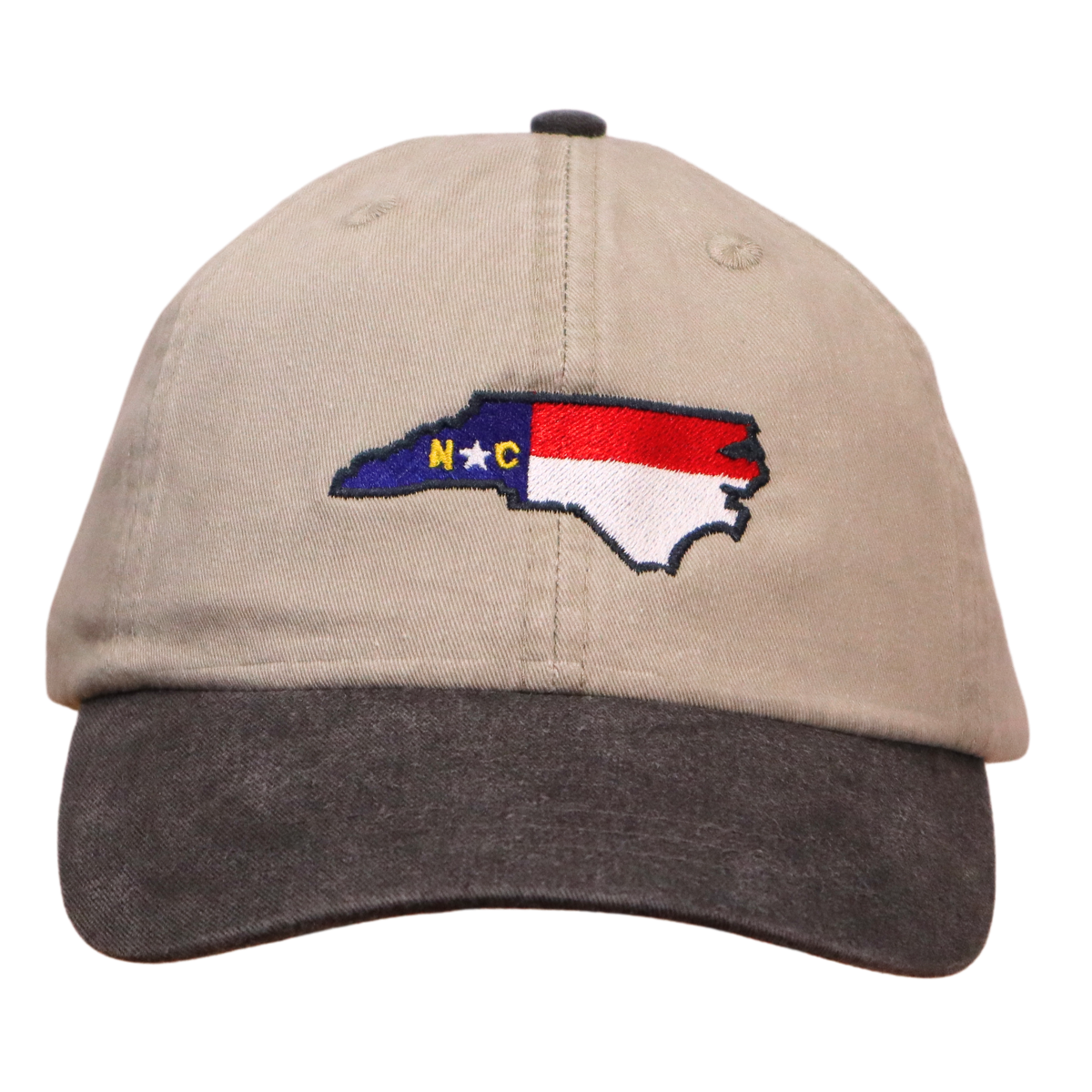 Embroidered Hat * NC Flag Design * Khaki with Brim