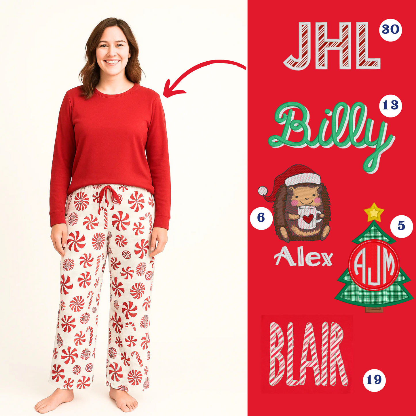 PRE-ORDER ONLY * Adult HOLIDAY PJs! 2025 * RTS mid-November * Peppermint Pop