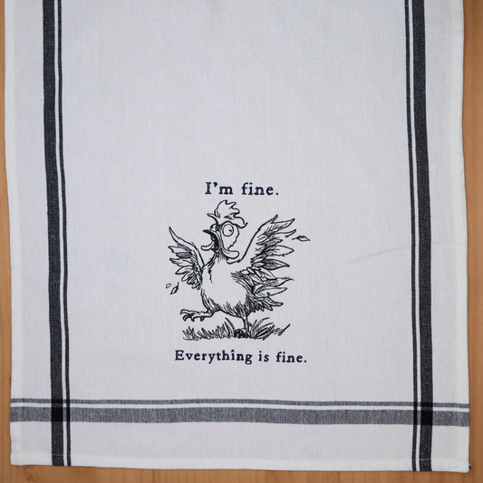 I'm Fine Frazzled Chicken * Embroidered Hand Towel