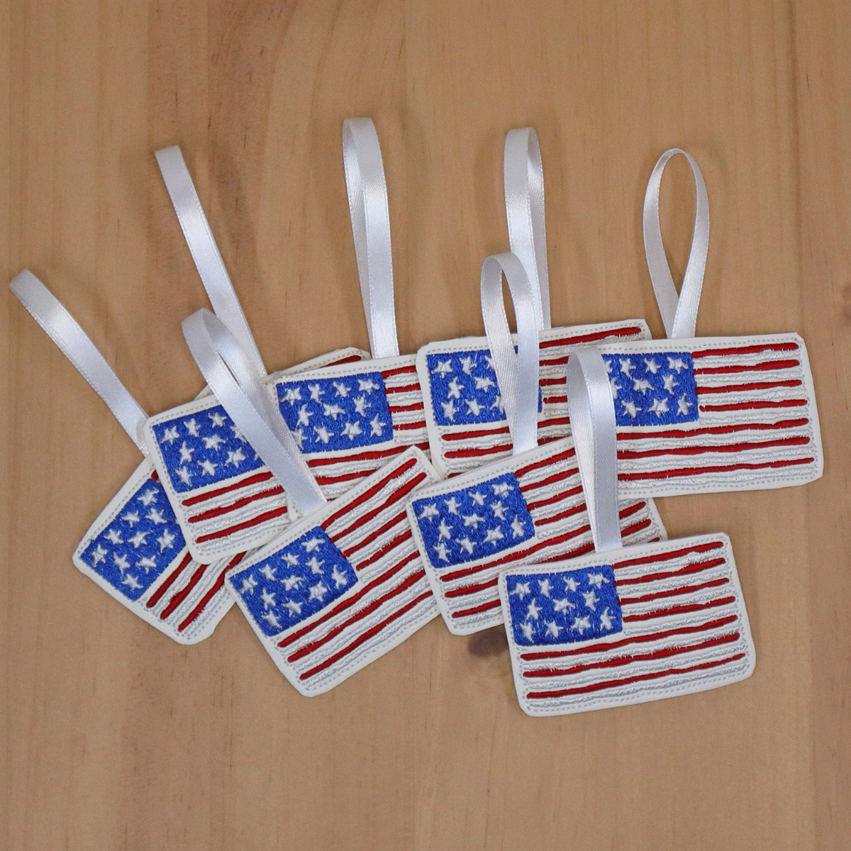 Abstract USA Flag * embroidered ornament