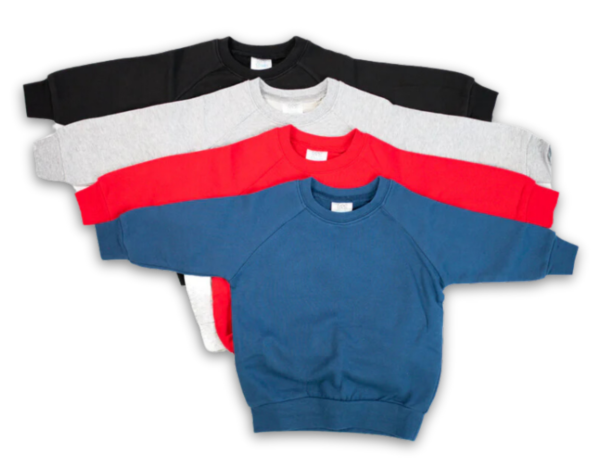 Youth Sweatshirt with hand-embroidered-style cursive