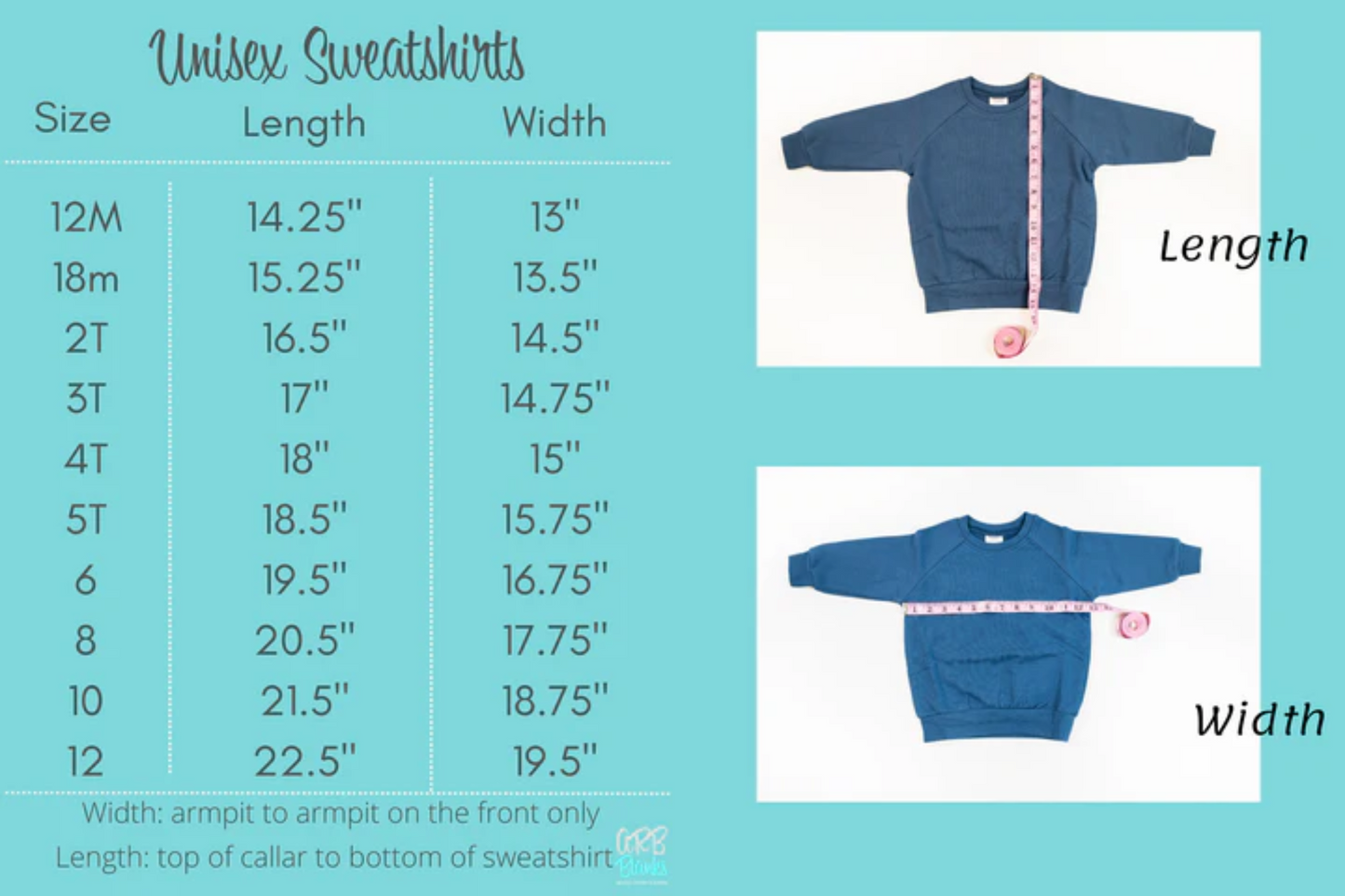 Youth Sweatshirt with hand-embroidered-style cursive