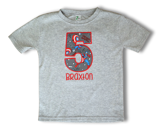 Captain America-inspired Applique Birthday Shirt