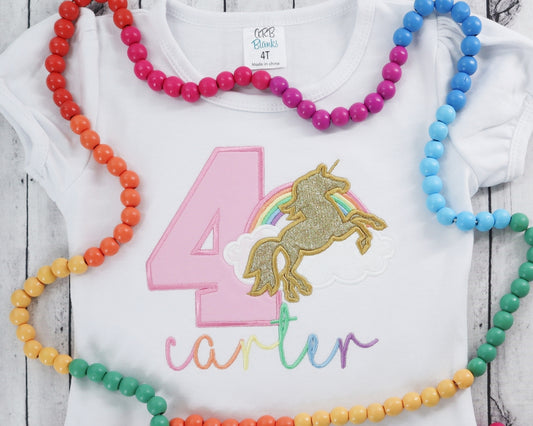 Rainbow Unicorn Birthday Shirt