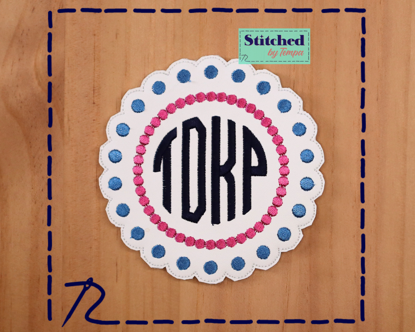 Custom Embroidered Coasters, Polka Dota Mono