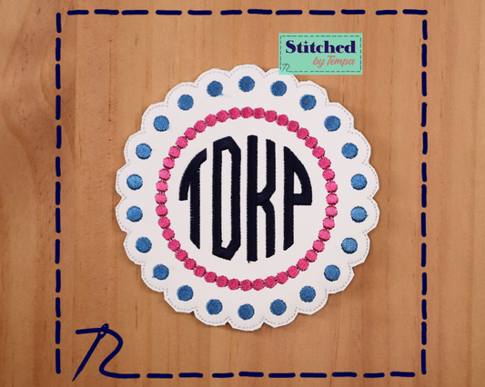 Custom Embroidered Coasters, Polka Dota Mono