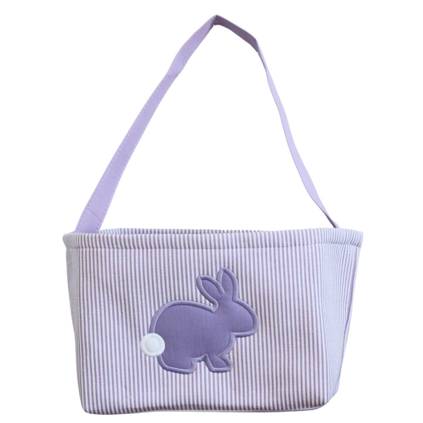 Seersucker Easter Baskets * Bunny Applique Embroidery * Lavender
