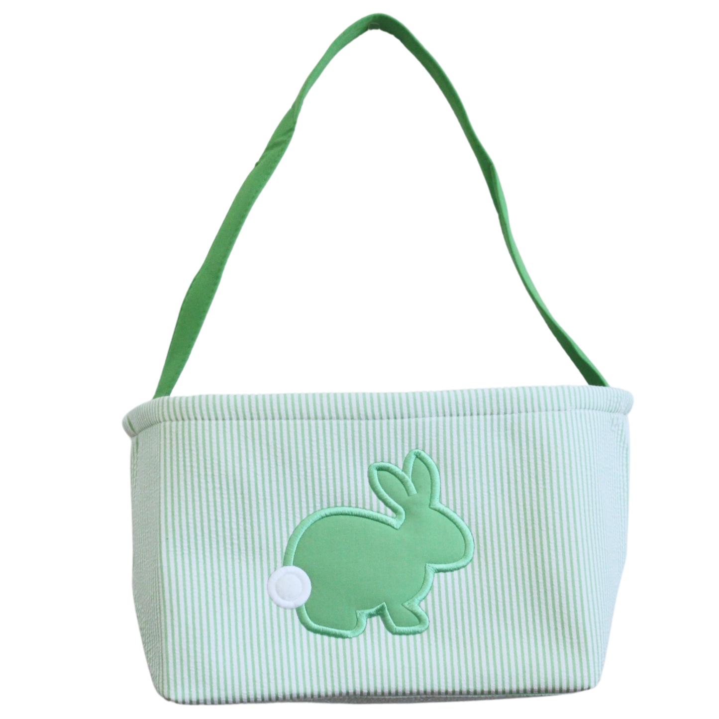 Seersucker Easter Baskets * Bunny Applique Embroidery * Green