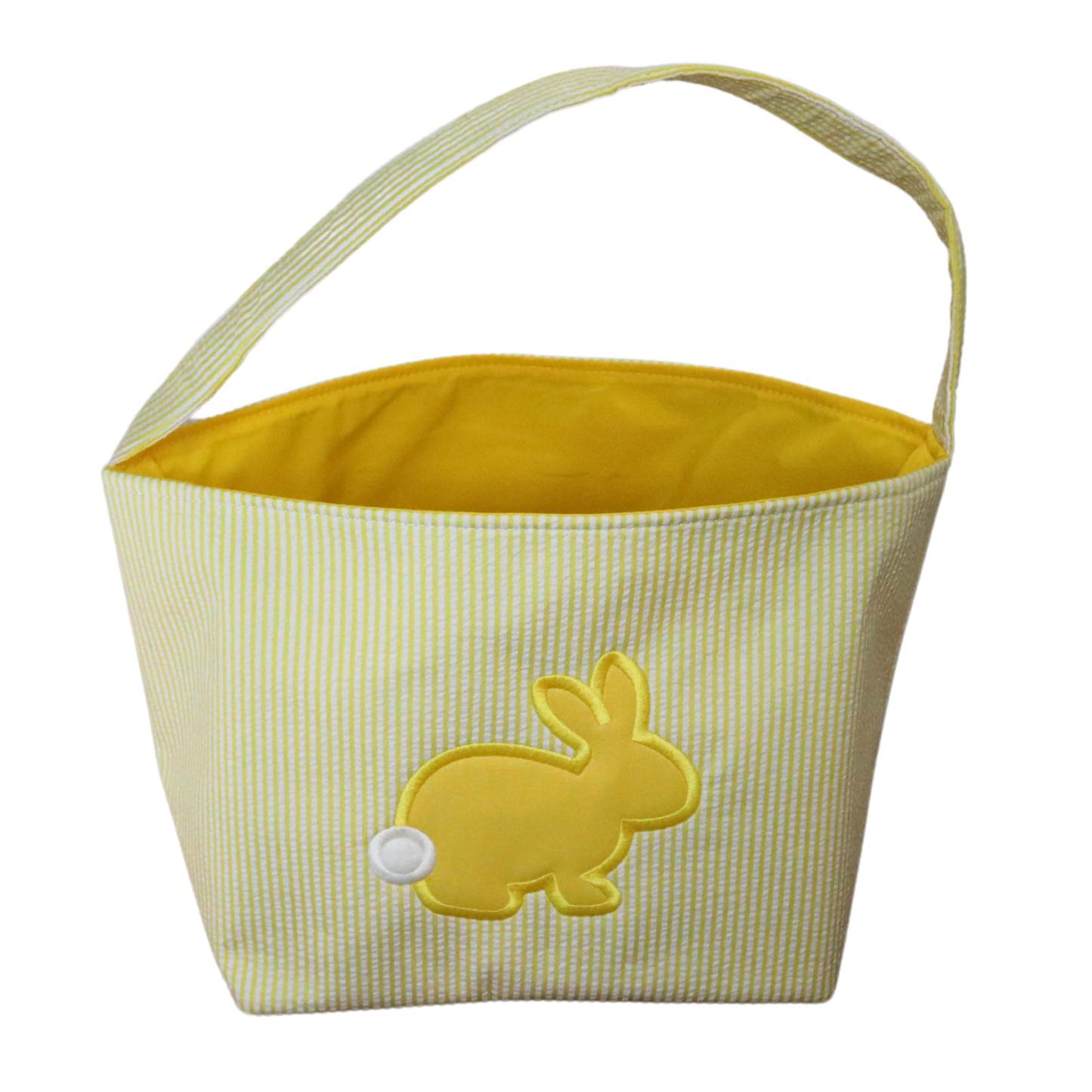Seersucker Easter Baskets * Bunny Applique Embroidery * Yellow