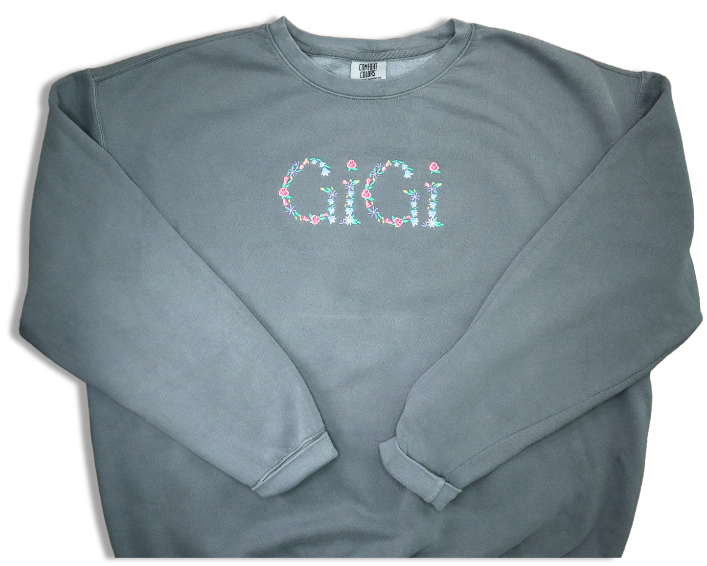 Customized Sweatshirt with Floral Lettering