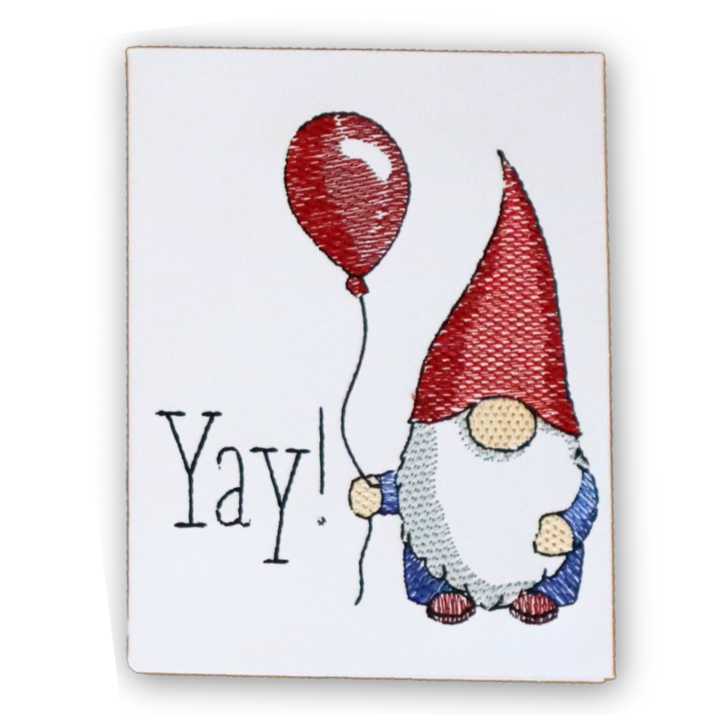 Gnome Yay! Card * Embroidered Greeting Card