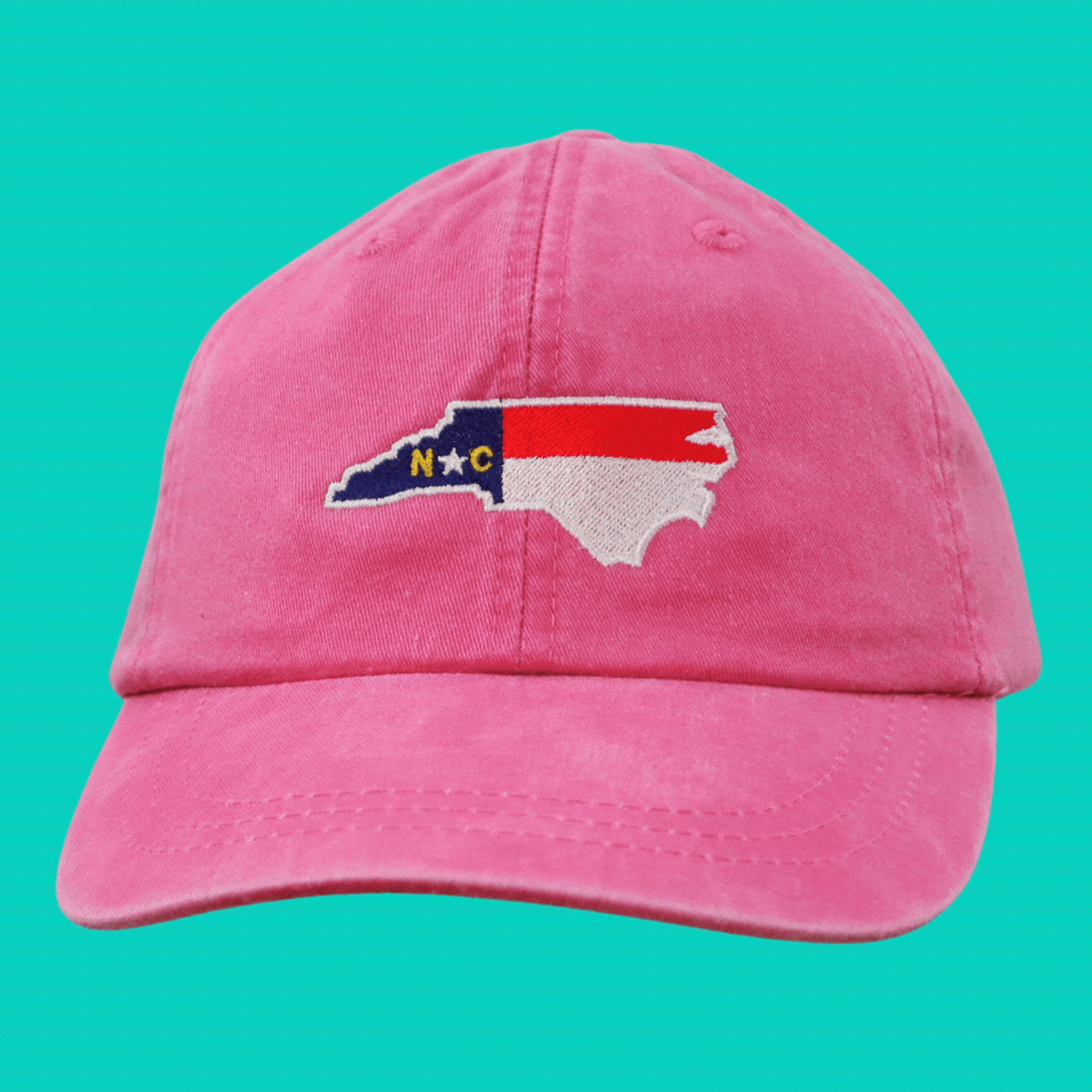 Embroidered Hat * NC Flag Design * Hot Pink