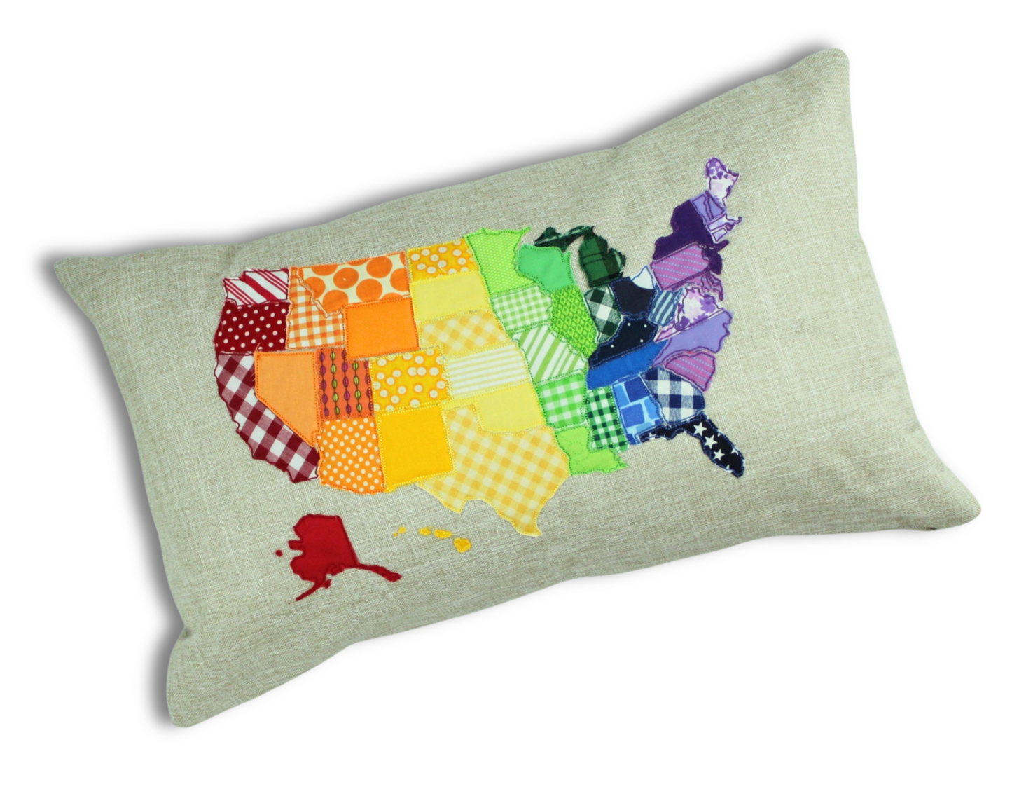 United States rainbow applique pillow