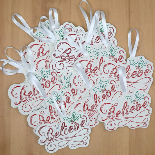 *Believe* Vintage embroidered ornament