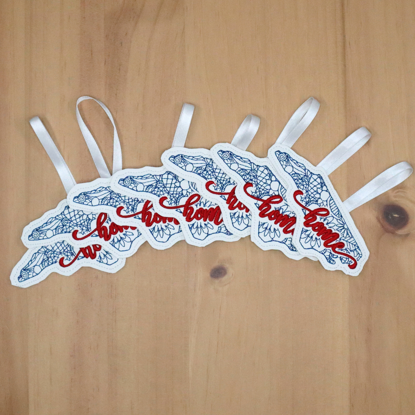 North Carolina *home* floral embroidered ornament