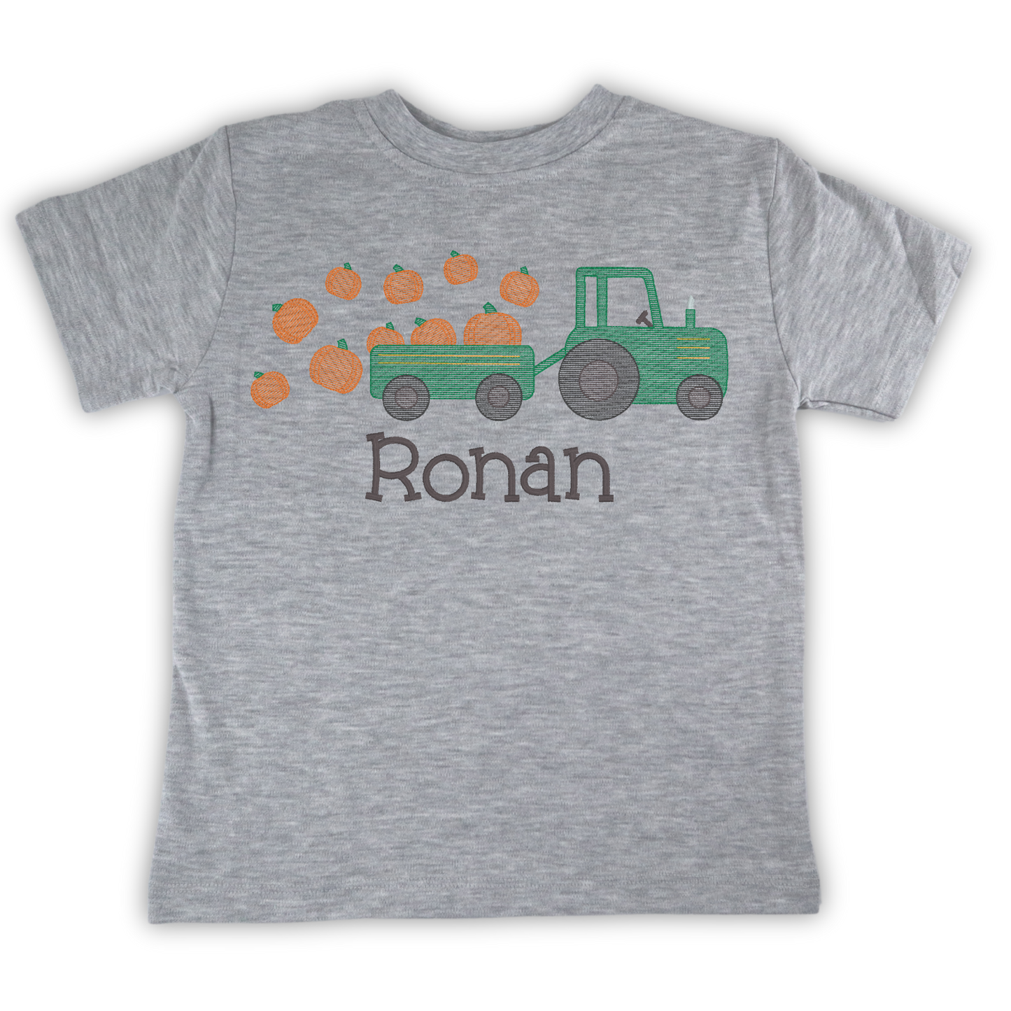Tractor 'n Pumpkins Embroidered T-Shirt