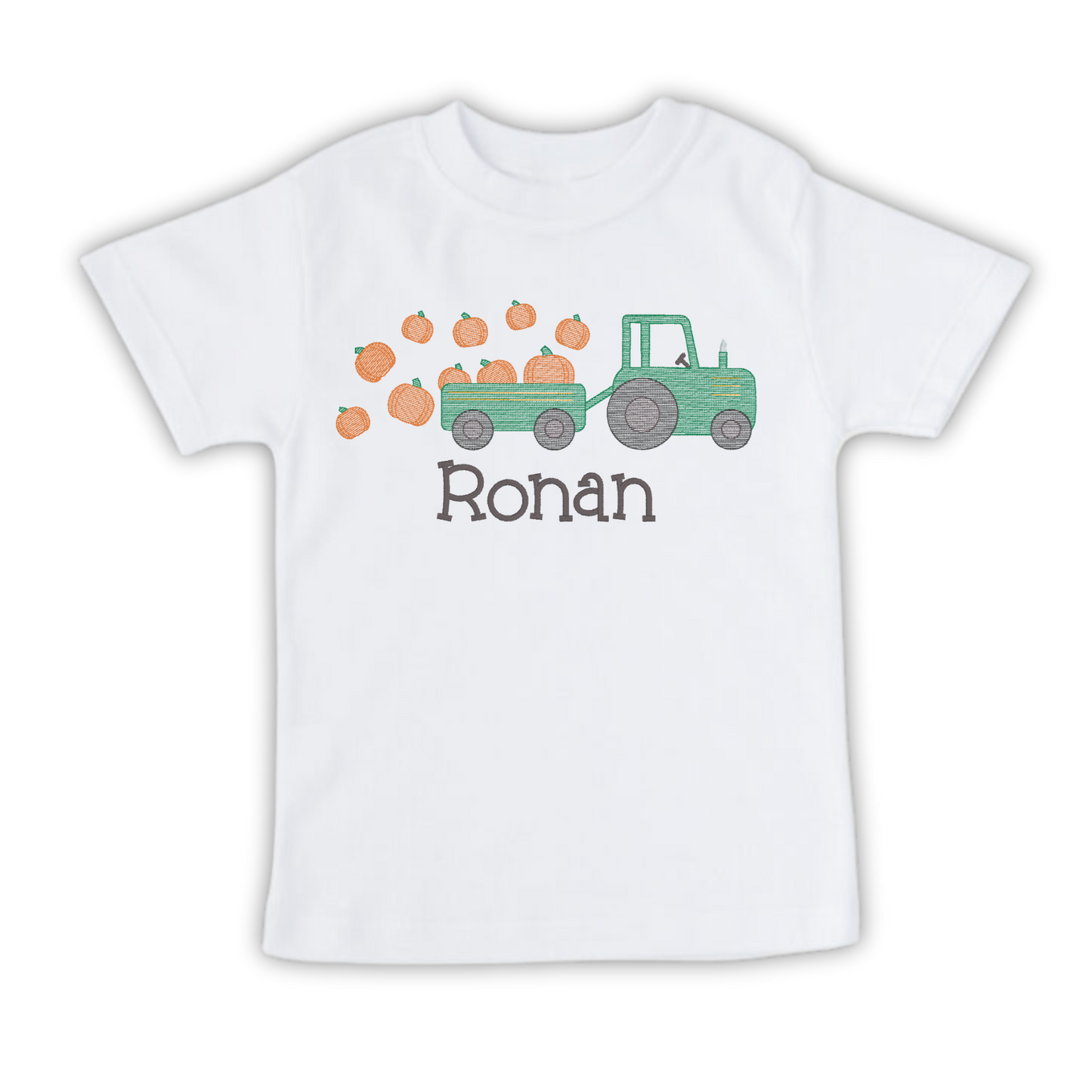 Tractor 'n Pumpkins Embroidered T-Shirt