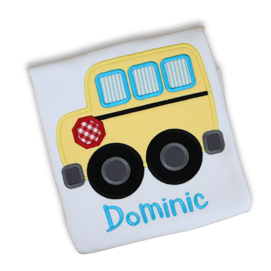 School Bus Applique Shirt - Personalized Back to School Tee