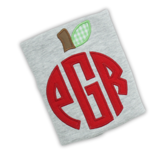 Custom Apple Applique Monogram Shirt – First Day of School Tee