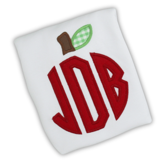 Custom Apple Applique Monogram Shirt – First Day of School Tee