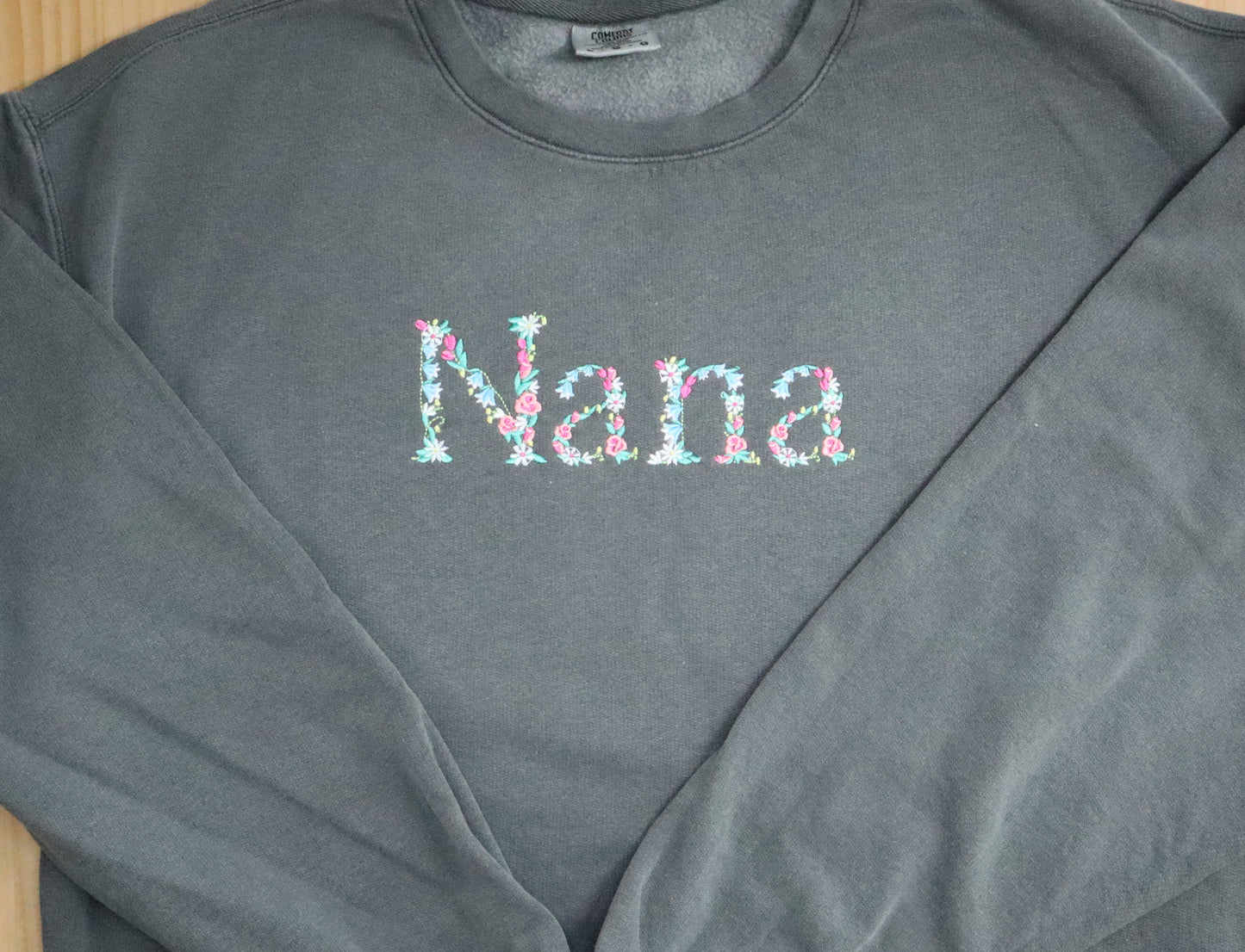 Customized Sweatshirt with Floral Lettering