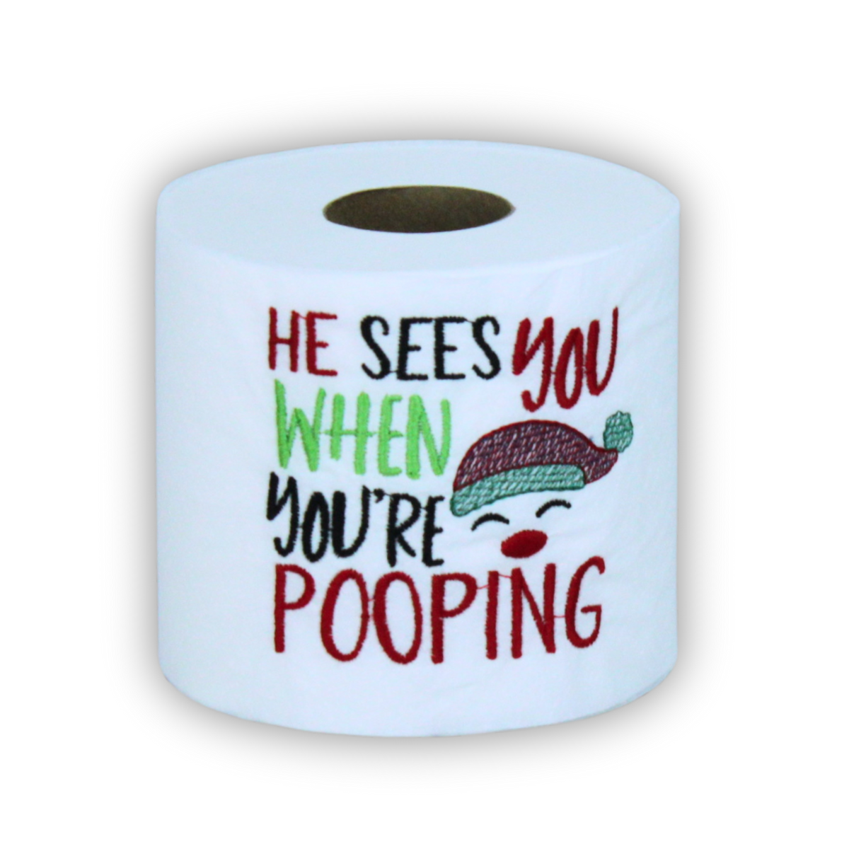 He Sees You, Hilarious Santa Poop-Themed Embroidered Toilet Paper Roll