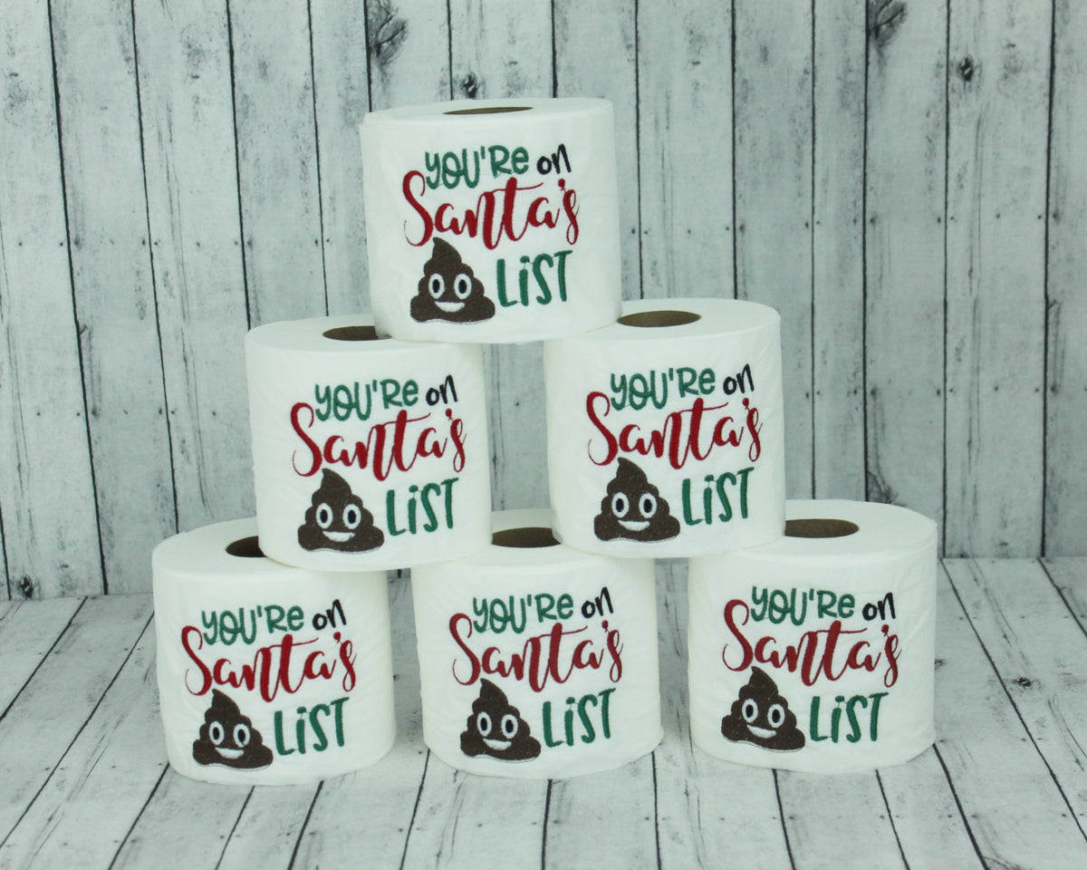 Santa's Poop List, Embroidered Toilet Paper Roll
