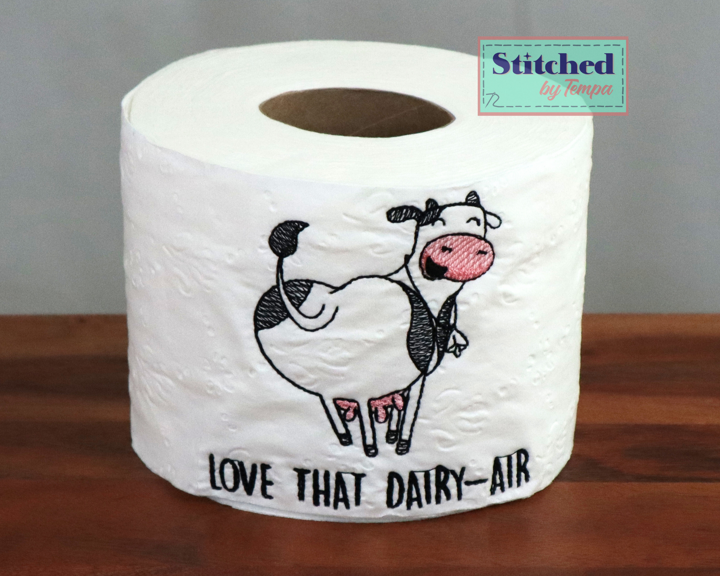 Cow's Dairy-Air, Embroidered Toilet Paper Roll