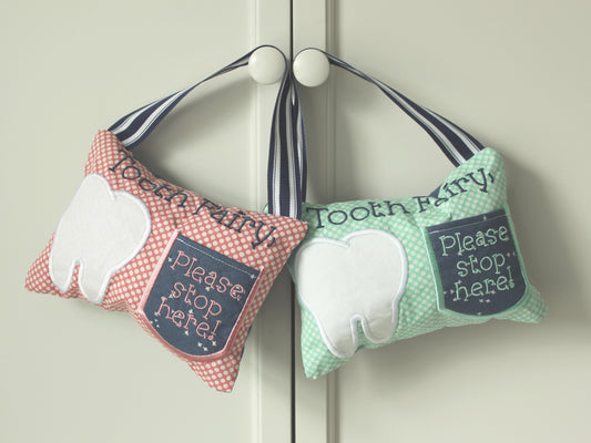 Tooth Fairy Pillow * Teal & Red