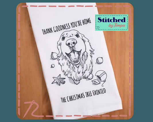 Christmas Dog Snarky Towel * Tree Fainted * Retriever