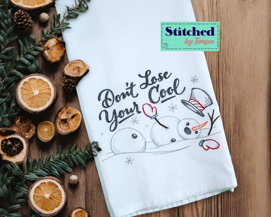 Snowman Embroidered Hand Towel * Don't Lose Your Cool