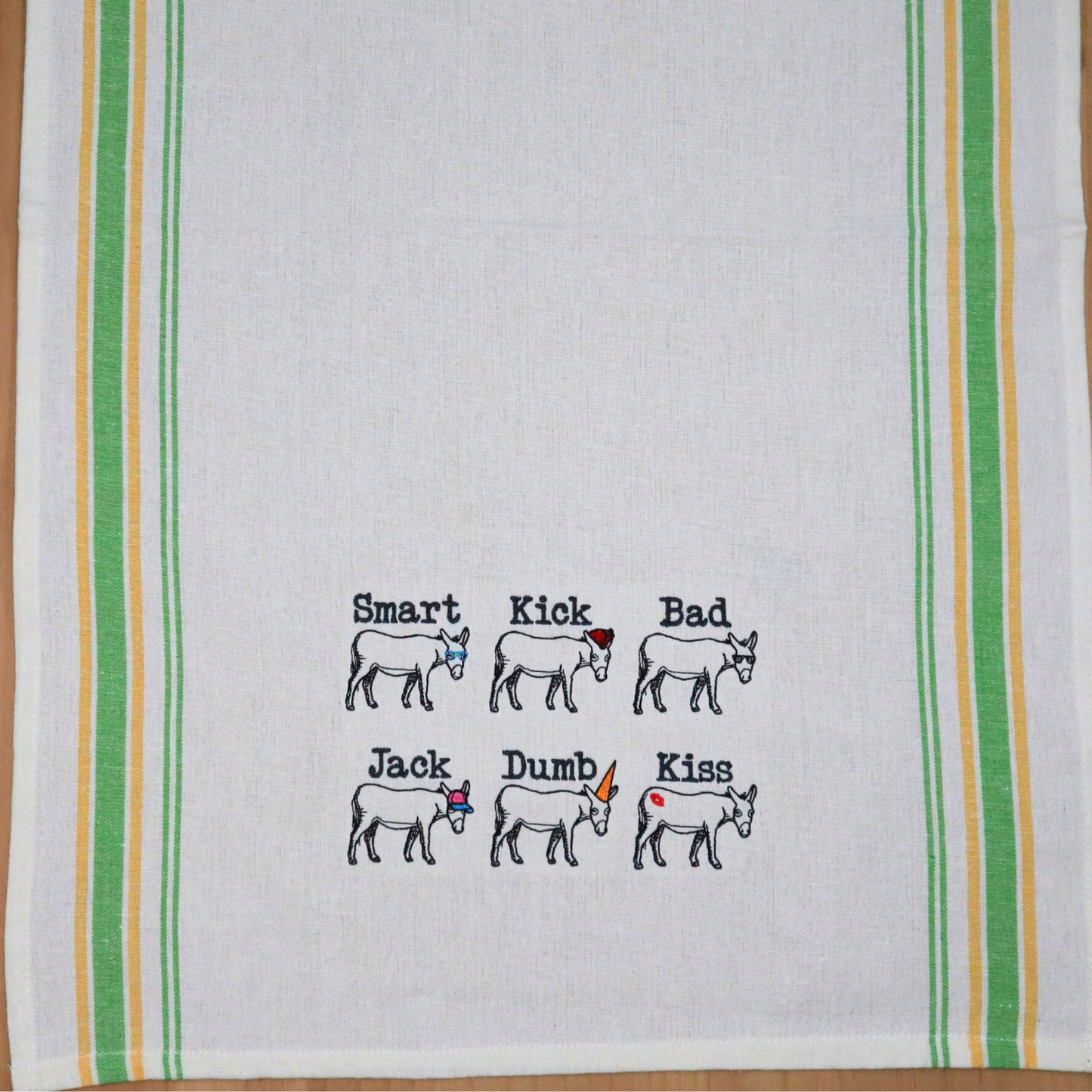 Funny Donkey Embroidered Kitchen Towel