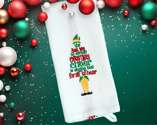 Embroidered Hand Towel * Elf Christmas Cheer