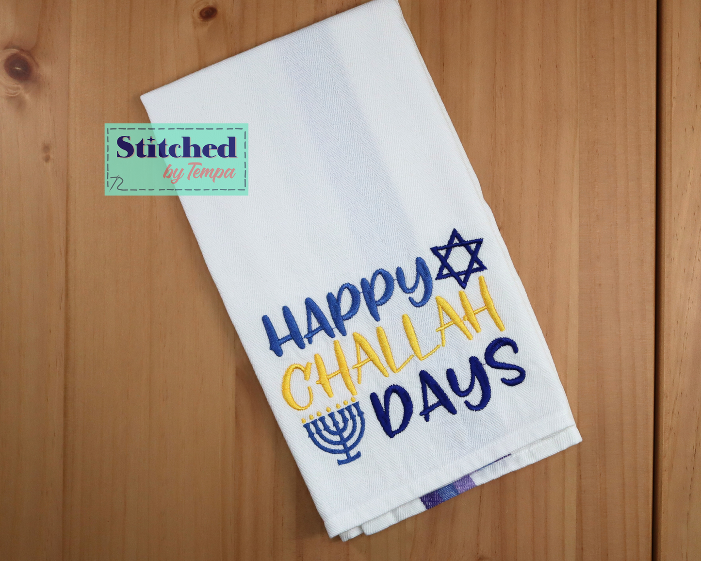Embroidered Hand Towel * Happy Challah Days Hanukkah