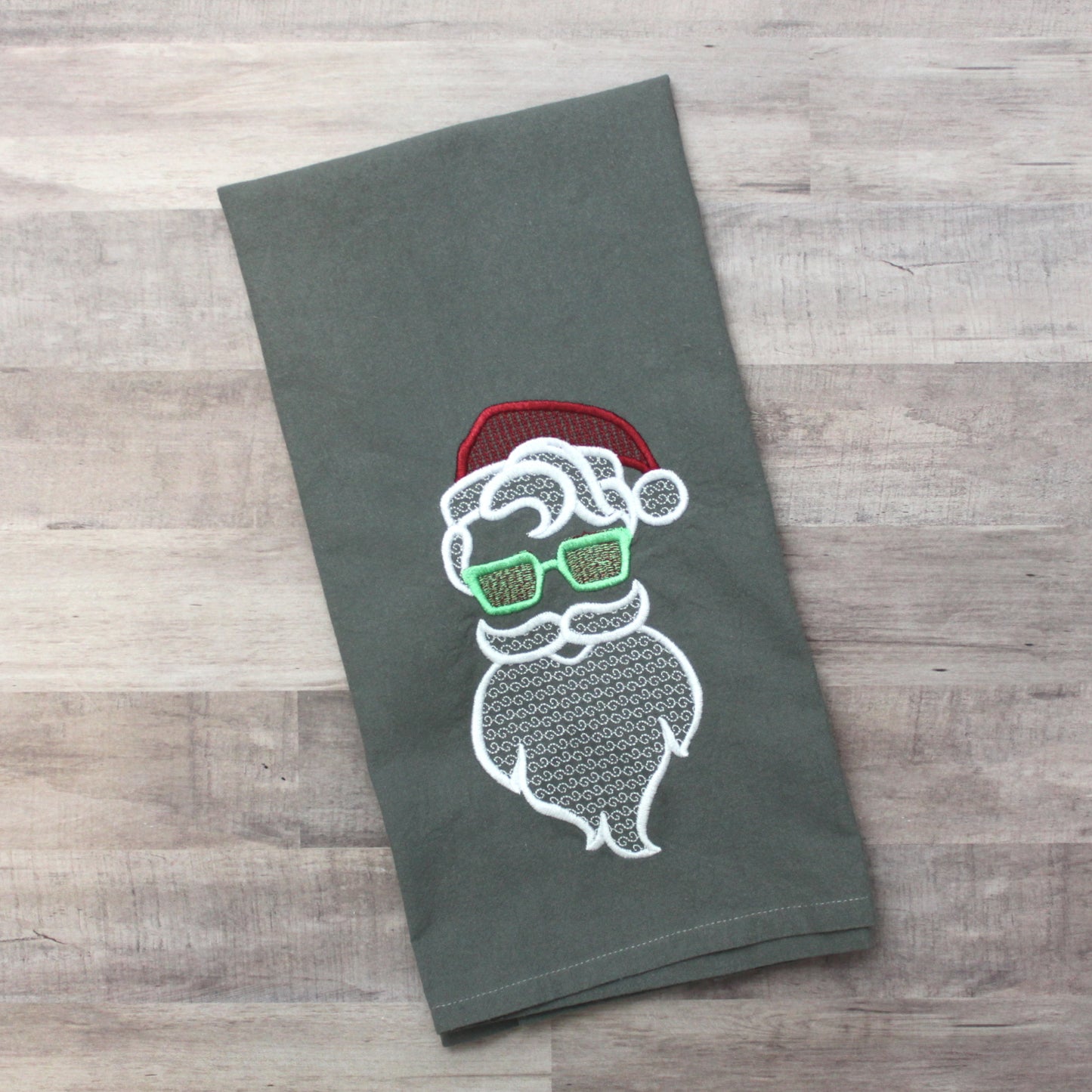 Embroidered Hand Towel * Hipster Santa