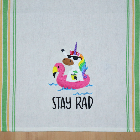 Stay Rad Unicorn, Embroidered Hand Towel