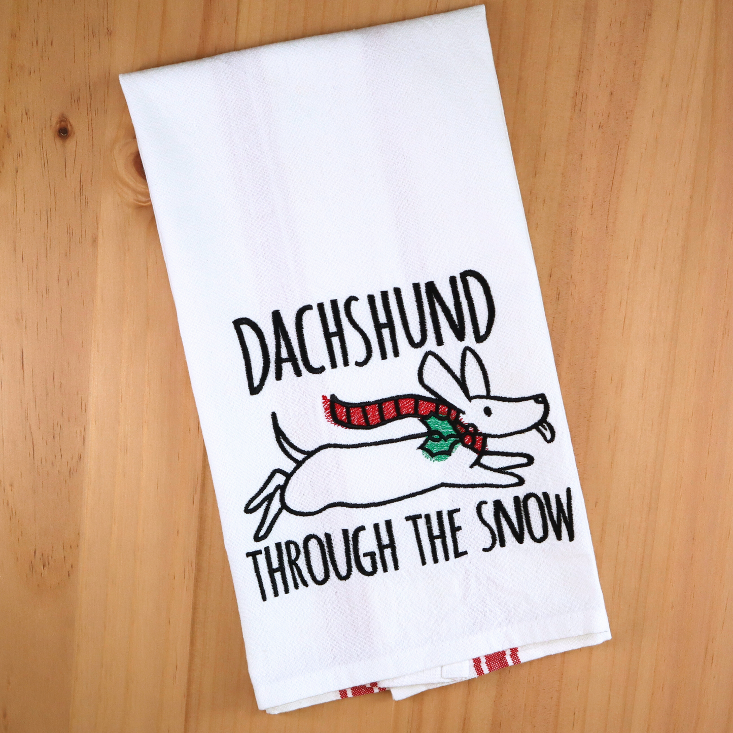 Embroidered Hand Towel * Dachshund through the Snow
