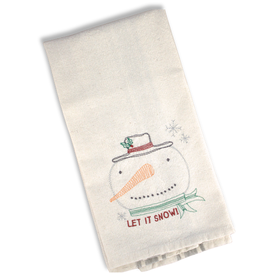 Embroidered Hand towel * Vintage Snowman