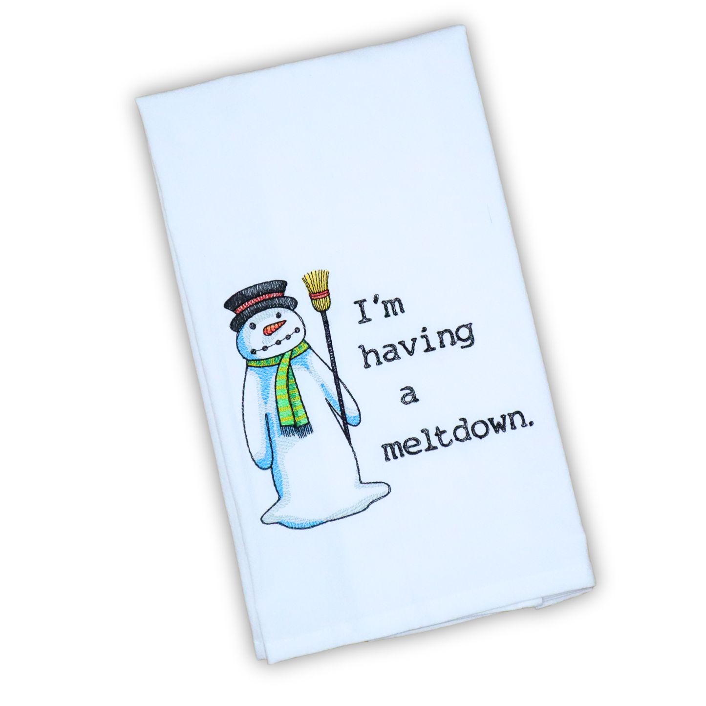 Snowman Embroidered Hand Towel * I'm Melting