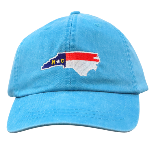 Embroidered Hat * NC Flag Design * Caribbean Blue