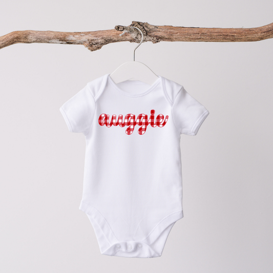 Personalized Baby Onesie, Cursive Gingham Custom Design, Baby Shower Gift