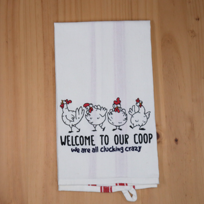 Welcome to Our Coop Chicken Towel - folded product photo