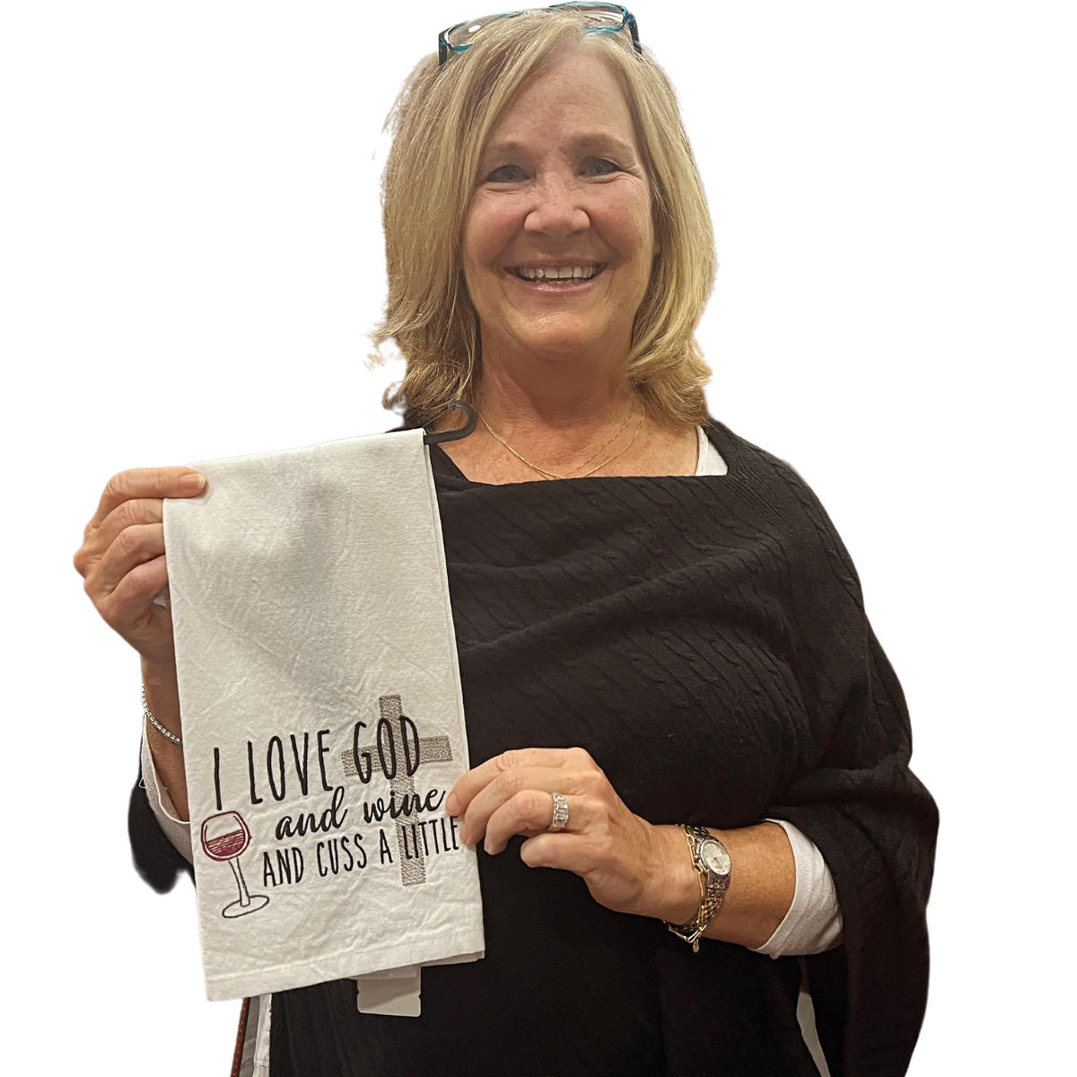 Love God and Wine * Christian Humor - Embroidered Kitchen Towel