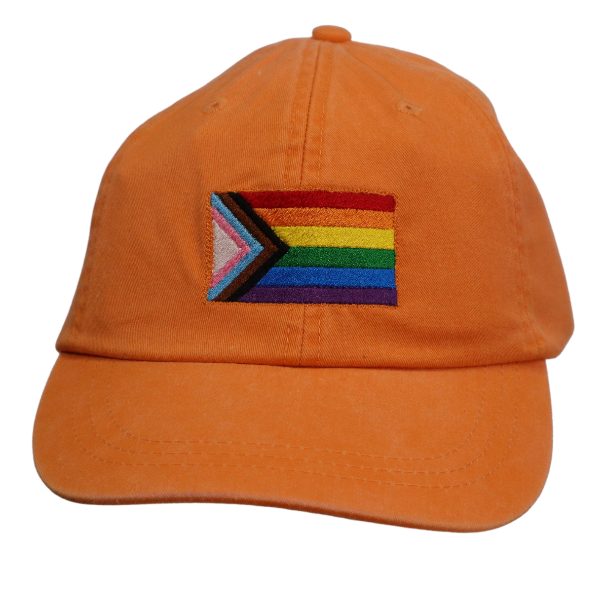Embroidered Hat * Pride Progress Flag * Tangerine