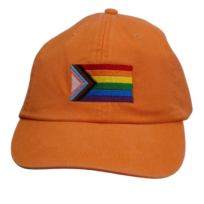 Embroidered Hat * Pride Progress Flag * Tangerine
