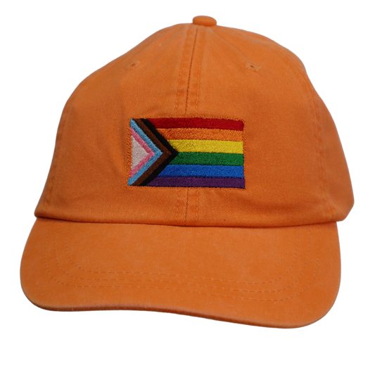 Embroidered Hat * Pride Progress Flag * Tangerine