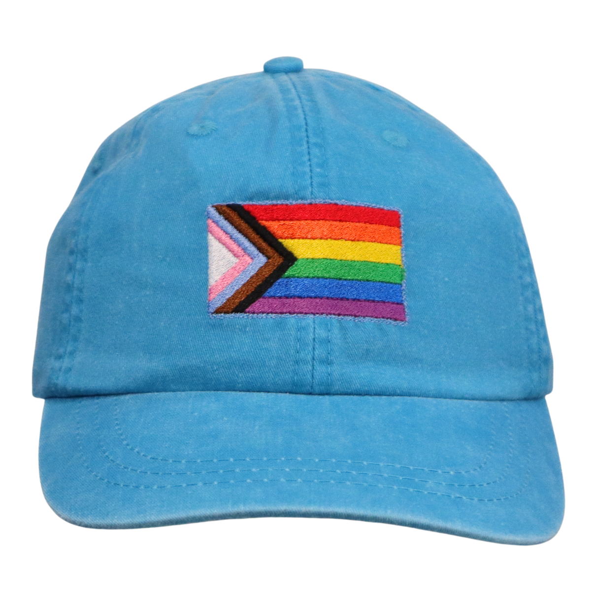 Embroidered Hat * Pride Progress Flag * Caribbean Blue
