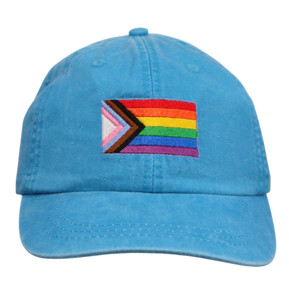 Embroidered Hat * Pride Progress Flag * Caribbean Blue